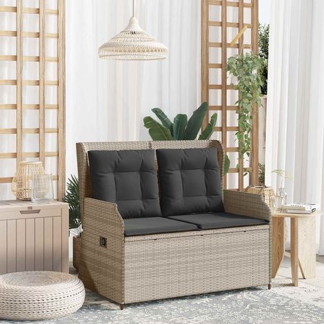 Gartenbank Hellgrau Poly-Rattan
