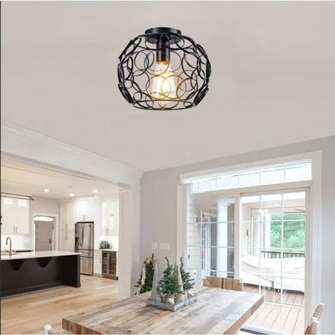Plafonnier Industriel,Plafonnier Moderne Vintage en Fer Cage Style Edison pour Salon Chambre (1/4)