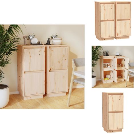 Buffets 2 pcs 31,5x34x75 cm Bois massif de pin - Buffet En Bois - Meuble De Rangement - Armoire - Commode - Mobilier De Salon (1/5)