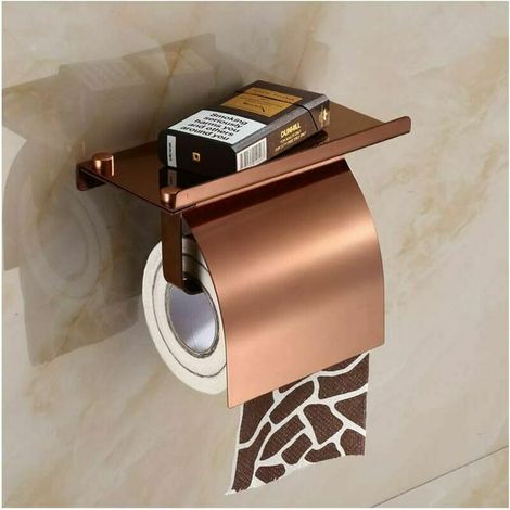Wandmontierter Toilettenständer mit Telefonablage 304 Fast Edelstahl-Toilettenrolle mit Aufbewahrungsplattform Toilettenhalter für Badezimmer Roségold (1/5)