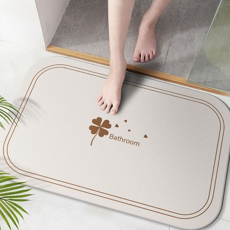 LAN Trèfle à quatre feuilles - Abricot soleil chaud 4060cm (terre de diatomées) Tapis de sol en terre de diatomées, tapis de salle de bain antidérapant, tapis de toilette résistant à l'usure et absorb (1/5)
