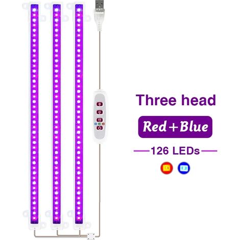 Lampes de croissance pour plantes Lampe de croissance LED (Bleu Rouge 3) Spectre complet USB 5V pour plantes d'intérieur, semis et serres (Fitolampy). (1/5)