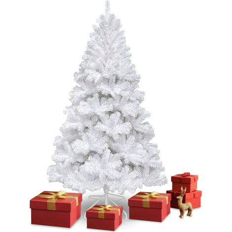 SWANEW Albero di Natale. Albero artificiale extra folto. Albero effetto reale in PVC. Bianco.300 rami. Altezza cm 150 (1/5)