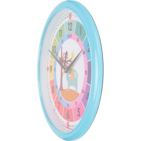 Horloge murale enfant en plastique, design moderne cartoon, pendule murale salon, réveil mural original bleu (sans piles) (1/5)