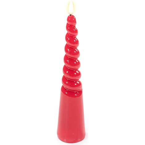 Candele elettroniche di Natale in cera rossa con fiamma LED in movimento, dal design a spirale, set da 6 pezzi, Ø 5 cm x 25 H