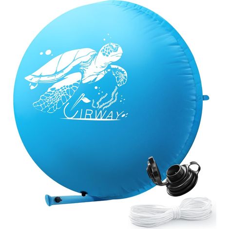 Coussin de piscine d'hiver XXL - Rond - 3,6 m - Avec double couture - Avec kit de réparation et raccord de remplissage d'air prolongé - Coussin d'hiver avec corde de 15 m (1/5)