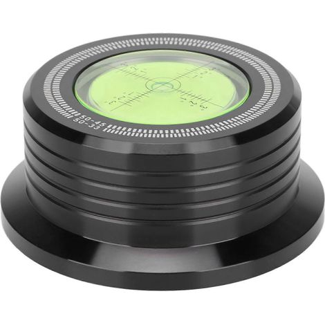 Stabilisateur de platine vinyle 50 Hz avec pince et poids de serrage, niveau à bulle et détection de vitesse (noir) (1/4)