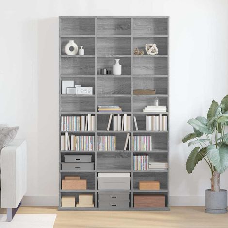 vidaXL Estante de CD madera contrachapada gris Sonoma 102x23x177,5 cm (1/5)