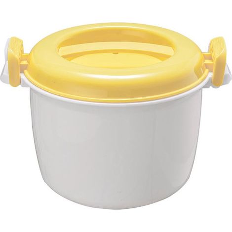 Runder Mikrowellen-Reiskocher (1 Stück), Lebensmittelbehälter mit Dampfventilen für Gemüse, sicher als Rühr- und Servierschüssel, Mikrowellen-Nudelkocher, BPA-freier Mikrowellen-Dampfgarer