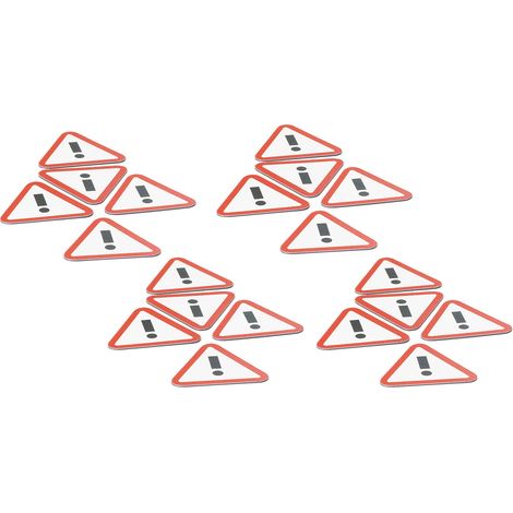 Symbole magnétique triangulaire rouge/blanc 35 x 40 mm – Lot de 20 pièces – Films magnétiques effaçables pour écriture