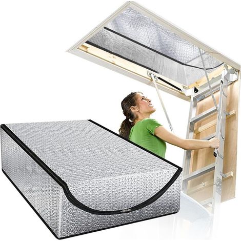 Housse isolante pour trappe de grenier 25 × 54 × 11 pouces – Protection zippée pour échelle de grenier, résistante à la chaleur, au froid, à l’humidité et à la poussière (1/5)