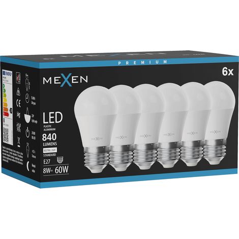 Mexen Nova 6x Ampoule LED E27, G45, 8W, Neutre - 4000K, 840 lm - L101-E27-0840-01x06 (1/3)