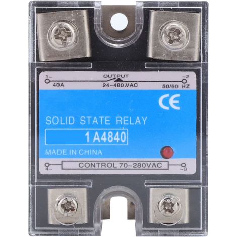 Relais À État Solide - 40 A - Tension De Commande 70-280 VAC - Tension De Charge 24-480 VAC - Pour Automatisation Industrielle - 1 Pièce (1/5)