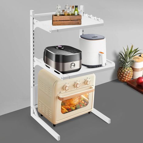 Étagère à micro-ondes à 3 niveaux extensible et réglable en hauteur, Capacité de charge max.15kg, Pour cuisines, salons, bureaux (1/5)