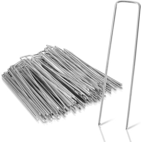 Piquet d'ancrage au sol galvanisé 150 mm de long 25 mm de large Ø 2,8 mm 250 pièces Ancres de sol stables pour toile de paillage, toile de jardin, clôture & maille Ancres de sol à tête
