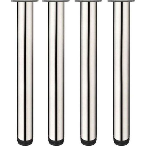 Lot de 4 pieds de meuble réglables en acier inoxydable – Hauteur 50 cm – Réglable jusqu'à 15 mm – Installation avec vis pour tables et canapés