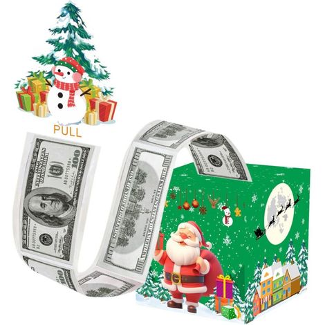 Weihnachtsgeldkassette für Geldgeschenke, Weihnachtsüberraschungsgeschenkbox, lustige Geschenkbox mit ausziehbarer Geldkassette, Weihnachtsmünzschublade mit Ausstiegskarte (Stil A)