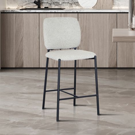 Tabouret de bar en tissu bouclé beige SOFIA (lot de 2) (1/5)