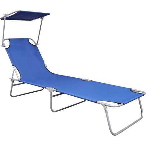 Maison Exclusive - Lettino Prendisole Pieghevole con Baldacchino Blu in Alluminio (1/5)