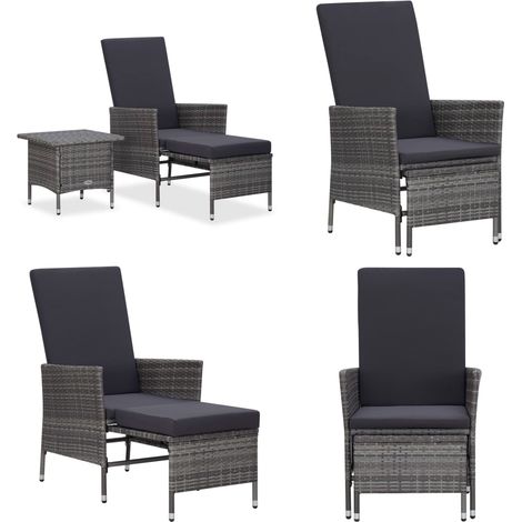 Salon de jardin 2 pcs avec coussins Résine tressée Gris - Meubles De Jardin - Salon De Jardin - Mobilier Extérieur - Chaise Lounge - Set De Jardin - Home & Living (1/5)