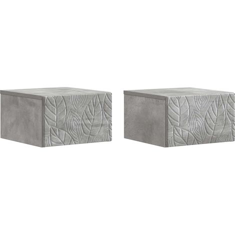 Mesa Lateral Montada en la Pared 2 pcs Gris Hormigón