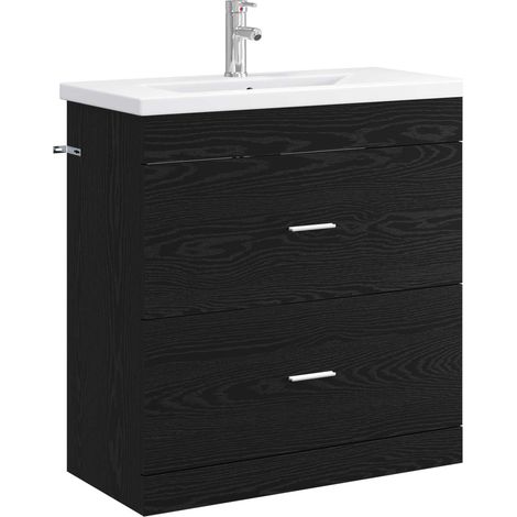 Ensemble de mobilier de salle de bain Chêne noir vidaXL (1/5)