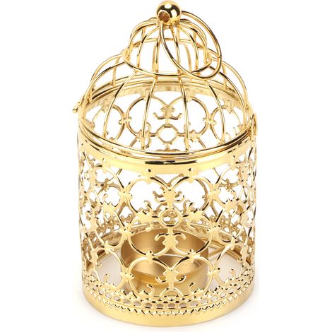 Lanterne Électrique Style Cage à Oiseaux Dorée, Décoration Vintage pour Intérieur et Extérieur (1/5)