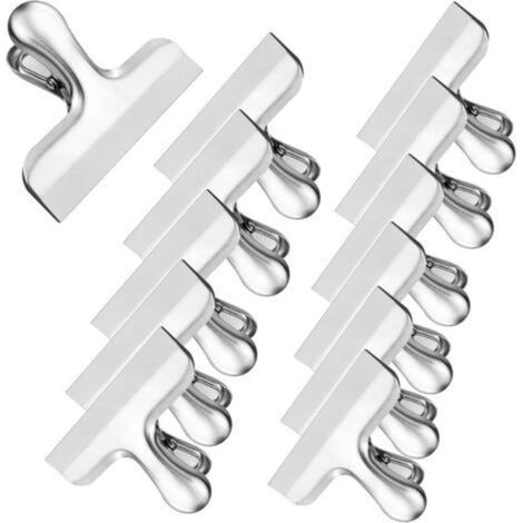 Pinzas metálicas, pinzas de dibujo de acero inoxidable, pinzas de encuadernación para alimentos, papel, oficina, cocina, 76 mm, juego de 12 (1/4)