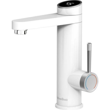Robinet de salle de bain avec chauffe-eau instantané, robinetterie de salle de bain à affichage numérique LED, robinet de lavabo rotatif à 120°, robinetterie de lavabo étanche IPX4, mitigeur monocomma (1/4)