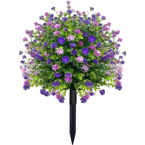 Topiaire de camélia artificiel résistant aux UV – avec tuteur – pour porte d'entrée porche et jardin – 1 pièce – Violet (1/5)