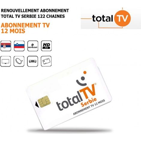 Renouvellement Abonnement Satellite Total Tv 12 Mois, 122 chaînes, Serbes, Slovènes et Serbo-croates, Haute Définition Eutelsat W2 (1/2)