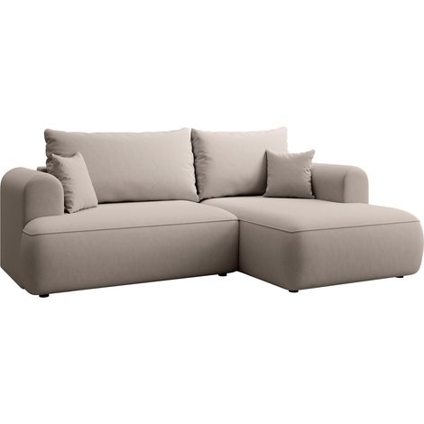 Selsey Ovo Mini - Eckschlafsofa rechtsseitig mit Stauraum, Easy-Clean-Samtbezug, grau (1/5)