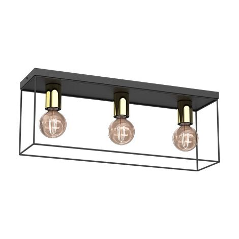 Plafonnier rectangulaire moderne noir/or Homen Luminex 3xE27
