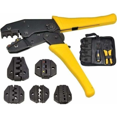 Pince Sertir Cosse Électrique: 5 en 1 Pince à Sertir Cosses Électriques Embout de Cable Kit Outillage Electricien pour Connecteur Isolé avec Sac Outil Sertissage (1/4)