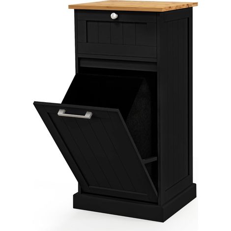 Armoire à linge 40 x 37 x 82 cm avec panier à linge amovible design moderne en bambou noir