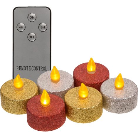LED Teelichter mit Fernbedienung, Timer Funktion, 6er Set Teelicht Kerze flammenlos