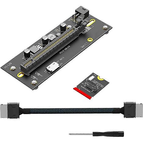 Adaptateur M.2 NVMe M-Key 2230 vers PCIe 4.0 x16 avec alimentation 6 broches et câble d'extension Oculink SFF-8612/8611 2230 (1/5)