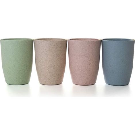 Tasse En Paille De Blé - 360 Ml - Pour Eau Café Lait Jus - Usage Intérieur Et Extérieur - Lot De 12 Pièces (1/5)