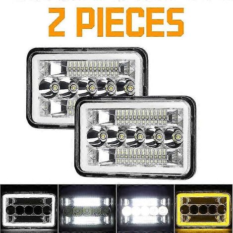 Fari a LED da 4x6 pollici, con alone bianco/giallo, abbaglianti e anabbaglianti integrati, luci diurne, adatti a moto, SUV, camion e auto, compatibili con la Chevrolet Camaro dal 1982 al 1992 – una ve (1/5)