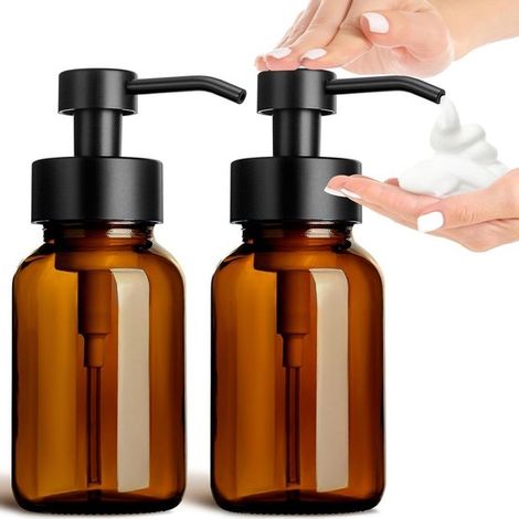 Dispensador de jabón de espuma de vidrio de 250 ml - marrón, 2 unidades (1/5)