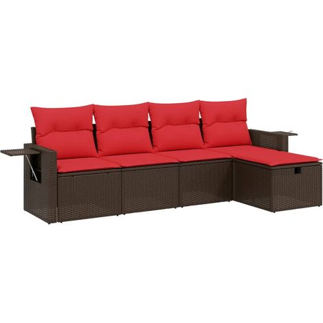 Maison Exclusive - 5-teiliges Gartensofa-Set mit Kissen, braun, P