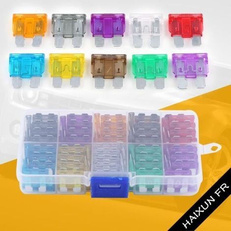 100P/Boite Fusible Plomb Standard 2A-35A Plaquette Lame Kit Pour Voiture Moto M HAIXUN FR (1/4)