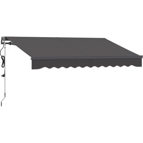 Auvent rétractable à manivelle avec hauteur ajustable électriquement, indice UV 30+, largeur 300 cm, support mural inclus, parfait pour balcon et terrasse. (1/5)