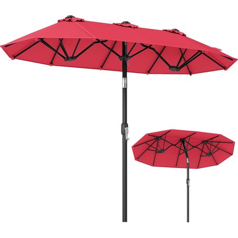 COSTWAY Ombrellone Giardino Doppio Antivento Rettangolare Inclinazione Regolabile Pieghevole Portatile Quadrato Con 12 Stecche Esterno Spiaggia Senza Base Man (1/4)