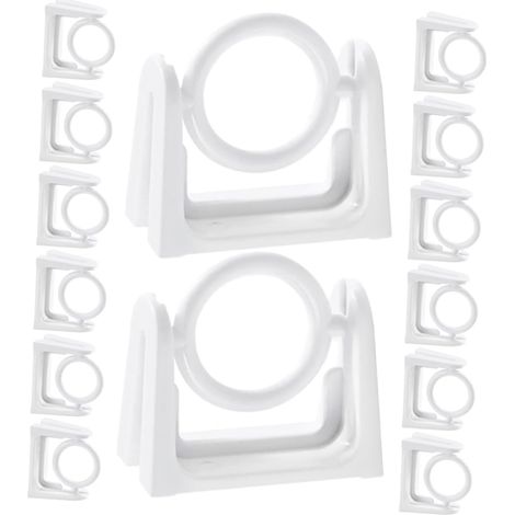 Set di 30 supporti adesivi girevoli per bastoni per tende, adatti a piastrelle, vetro e marmo, di colore bianco, facili da installare senza chiodi.