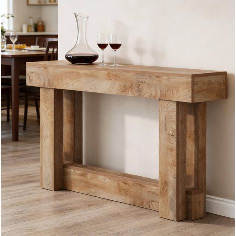 Console da ingresso 160 x 30 x 85 cm, 2 livelli, marrone DESVIAE (1/5)