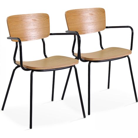Lot de 2 chaises avec accoudoirs en bois (1/5)