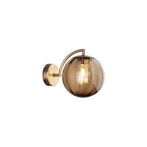 Applique murale boule en verre ambré – Globe en verre avec base dorée – G9 – 150mm diamètre – Tension 210240V – Pour salon et entrée (1/5)