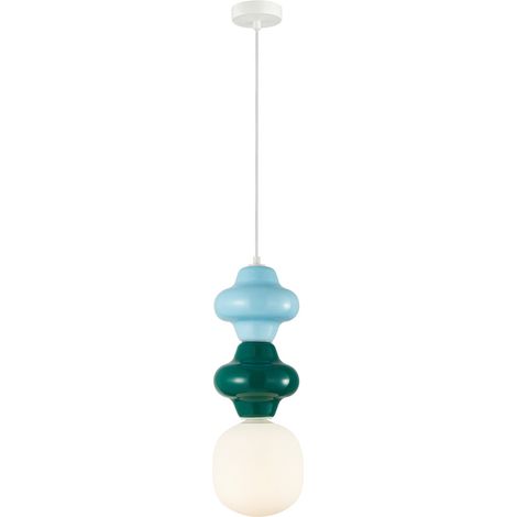 Suspension Art déco céramique bleu-vert Ø18 E14 Italux (1/3)