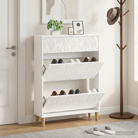 vidaXL Shoe Cabinet DELFT 78 x 24 x 103 cm Engineered Wood White (1/5)